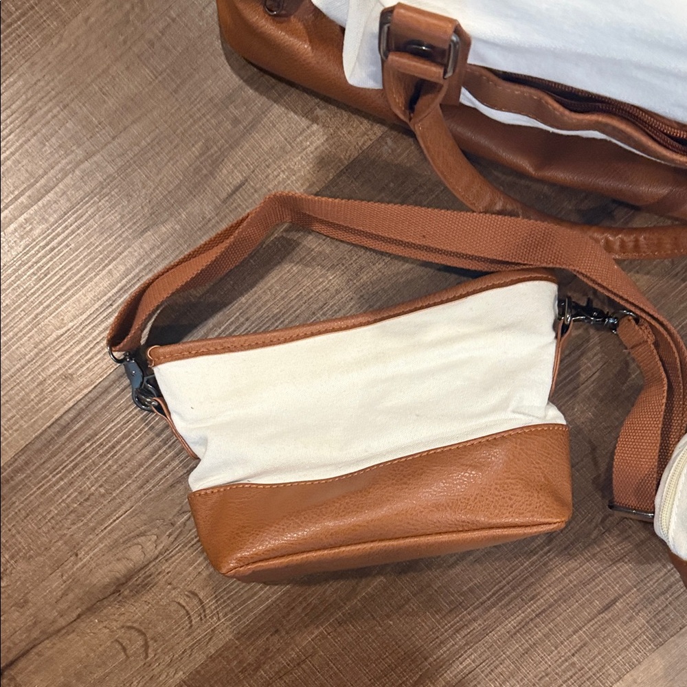 3 piece weekend faux leather and canvas travel set - Picture 11 of 14